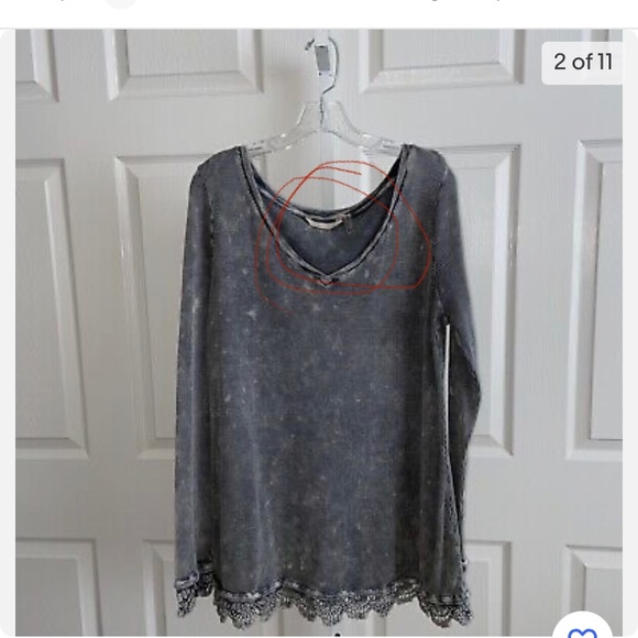 Soft Surroundings Sutton Gray Thermal Waffle Tunic Top Crochet Lace Trim Medium - Picture 6 of 6